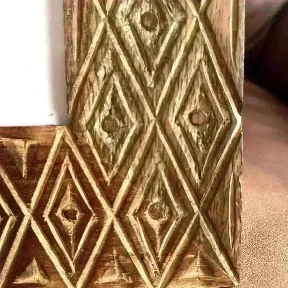 LAST ONE!!! Handmade Mango Wood Photo Frame Hand Carved Ornate Geometric Pattern - Picture 3 of 7